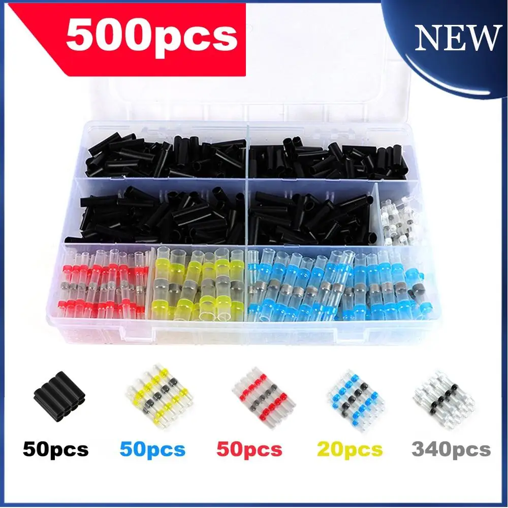 500PCS Practical Electrical Waterproof Heat Shrink Butt Terminals Solder Seal Sleeve Wire Connectors Car Accessories Parts