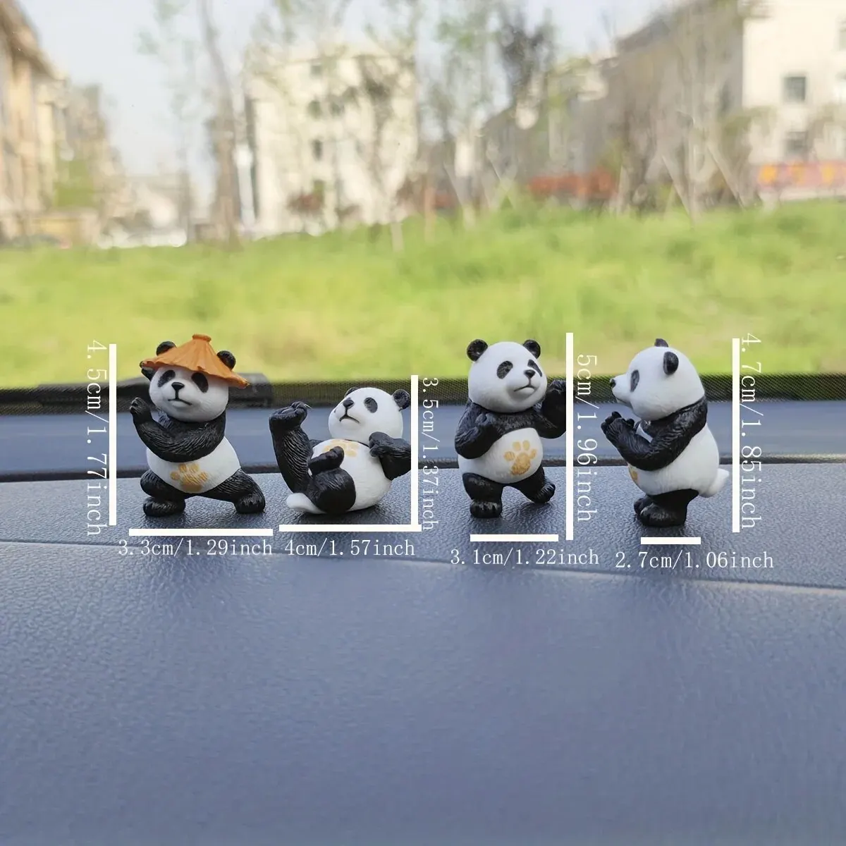 4 sztuki / zestaw Panda Design Ozdoby samochodowe Ozdoby na konsolę środkową Ozdoby na biurko Mała dekoracja wnętrza samochodu