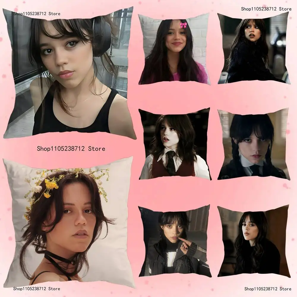 

J-JENNA O-ORTEGA Pillow Case Plush Fabric Soft Pillowcase Double Sided Print Sofa Cushion Cover Throw