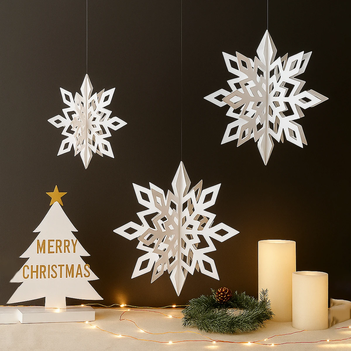 

3D Artificial Snowflakes Paper Garland Banner Christmas Decorations for Home Winter Christmas Party Fake Snow New Year Ornaments