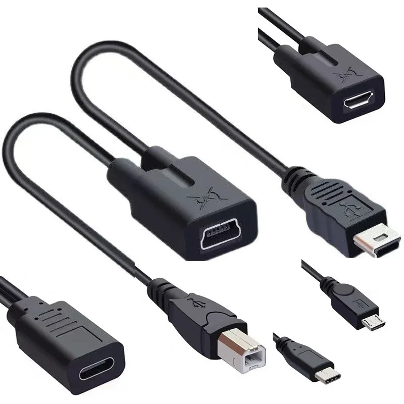 Type-C Mini Micro USB 2.0 Splitter Y 1 Female To 2 Male Data Charge Cable Extension Cord for Phone High Quality Sync Data Cable