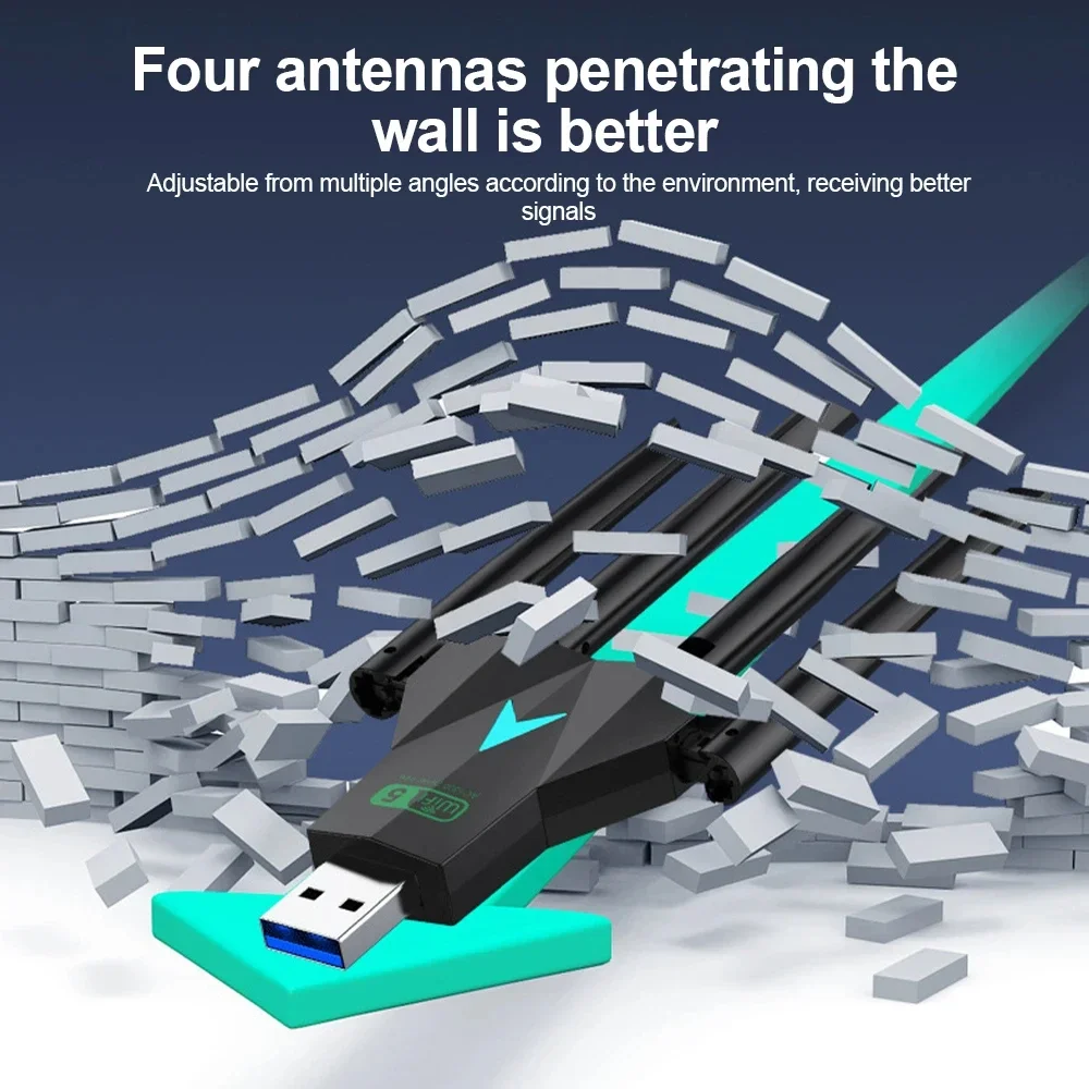 4 هوائيات 1300Mbps WiFi USB 3.0 محول 2.4G/5GHZ ثنائي النطاق واي فاي دونغل بطاقة الشبكة اللاسلكية 802.11AC للكمبيوتر/الكمبيوتر المحمول Win #6