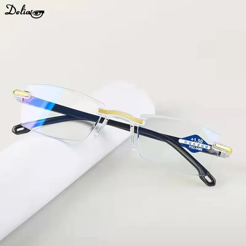 New  Vintage Bifocal Reading Glasses Men Women Rimless Near and Far Eyesglasses Retro Anti-blue Light Prescription Eyewear