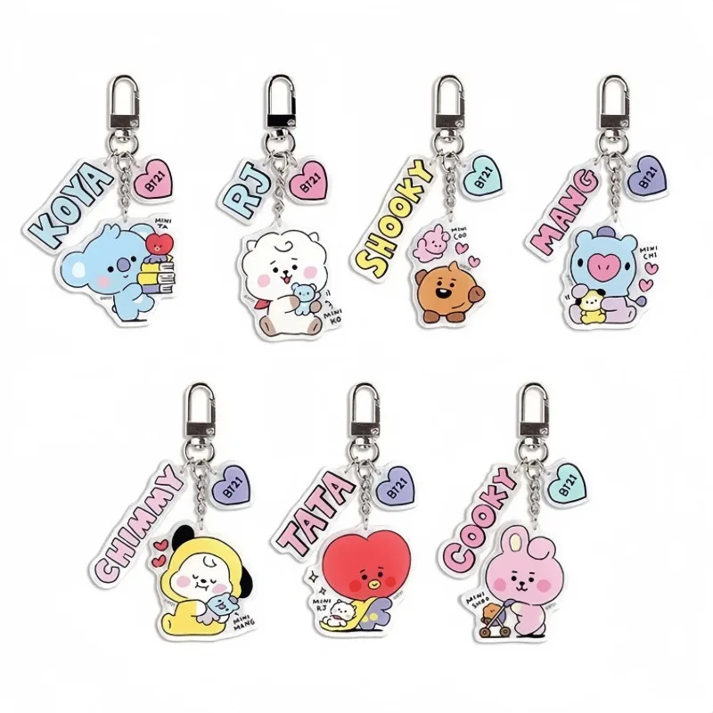 Kawaii BT21 المفاتيح الكرتون أنيمي لطيف RJ كويا كوكي الاكريليك على ظهره مفتاح سلسلة المحيطة هدية #1