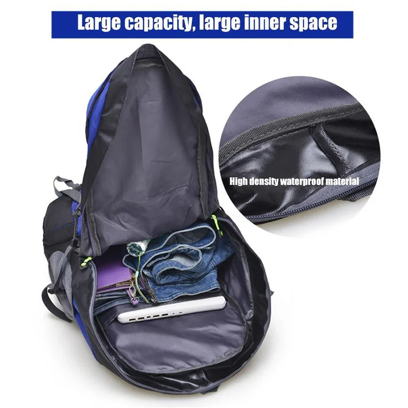 حقيبة ظهر للتسلق 50 لتر مقاومة للماء للاستخدام الخارجي لركوب الدراجات والمشي لمسافات طويلة حقيبة ظهر للرحلات والتخييم حقيبة ظهر جبلية