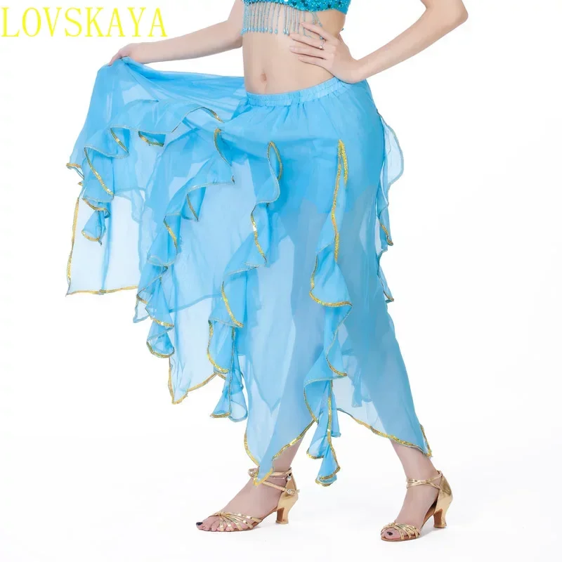 New Chiffon Double High Split Eastern Women's Belly Dance Skirt "Belt Free" Skirt Accessories Skirt