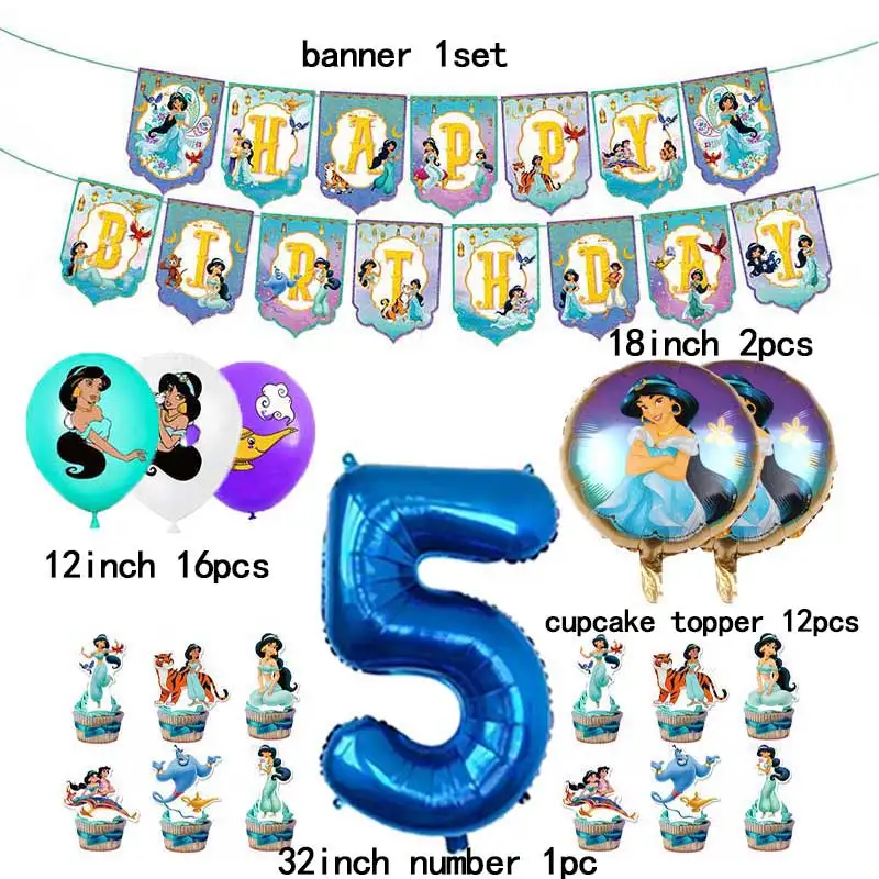 Princess Jasmine Latex Ballon Purple 32in Number Balloon Birthday Wedding Party Decoration Banner Kid Girl Boy Toy Baby Shower