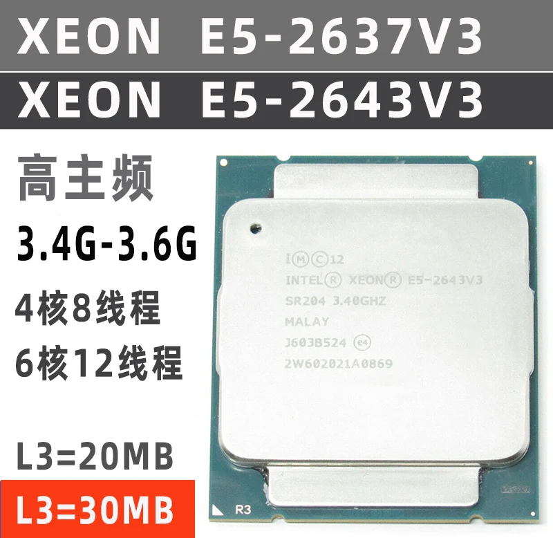 XEON E5 2637V3 2643V3 Processor 2011 X99(3.4G-3.6G)