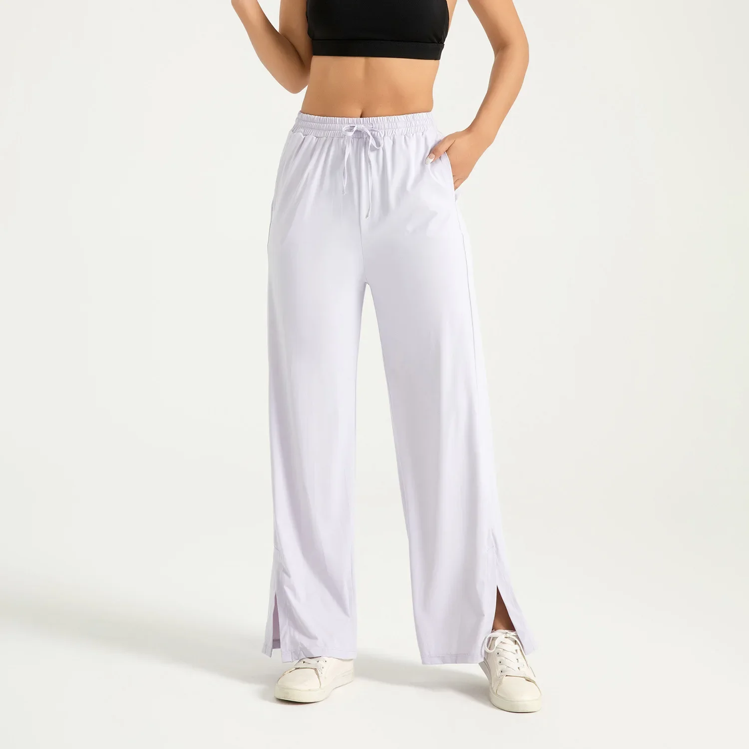 

Sunblock high waist wide leg pants women's high elastic naked ice anti-UV micro stretch sweatpants