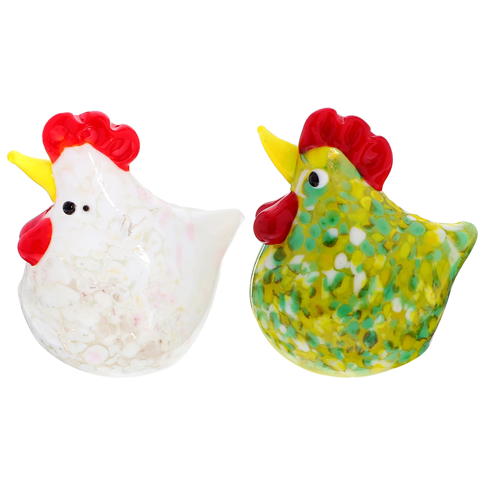 

2Pcs Glass Chicken Decor Smooth Transparent Sculpture Desktop Artware Decoration Craft Tables Chicken Decor