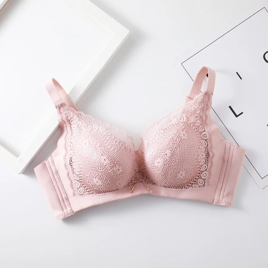 Bra Push-up wanita, Lingerie renda kecil seksi, Katun tanpa jahitan lembut, nyaman