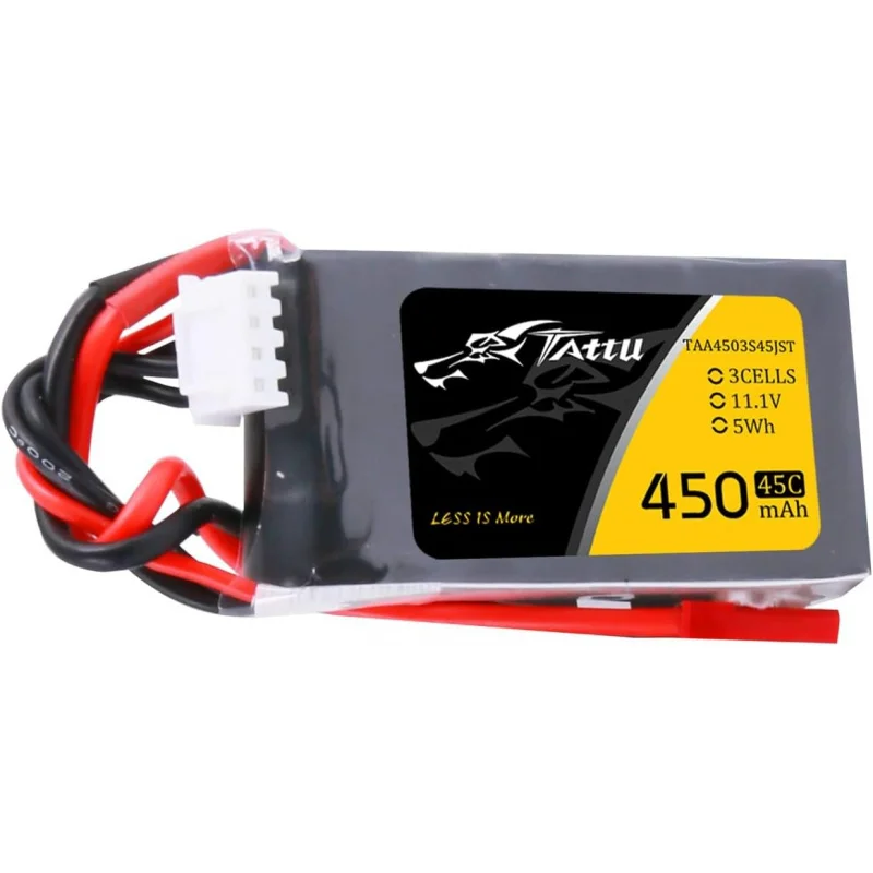 TATTU 11.1V 450mAh 3S LiPo Battery Pack 45C with JST Plug for Small Size FPV E-flite Blade 180 CFX Torrent 110 Baby Hawk Micro 2