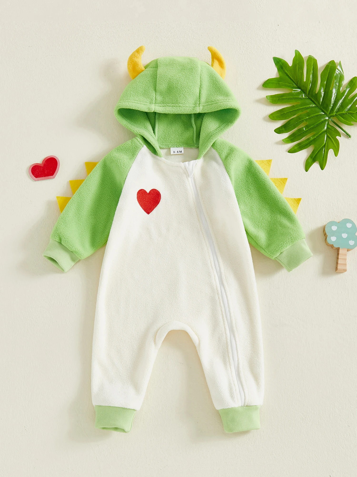 

Christmas Baby Romper with Cute Reindeer Embroidery and Hooded Design for Winter Festive Season in Red and White