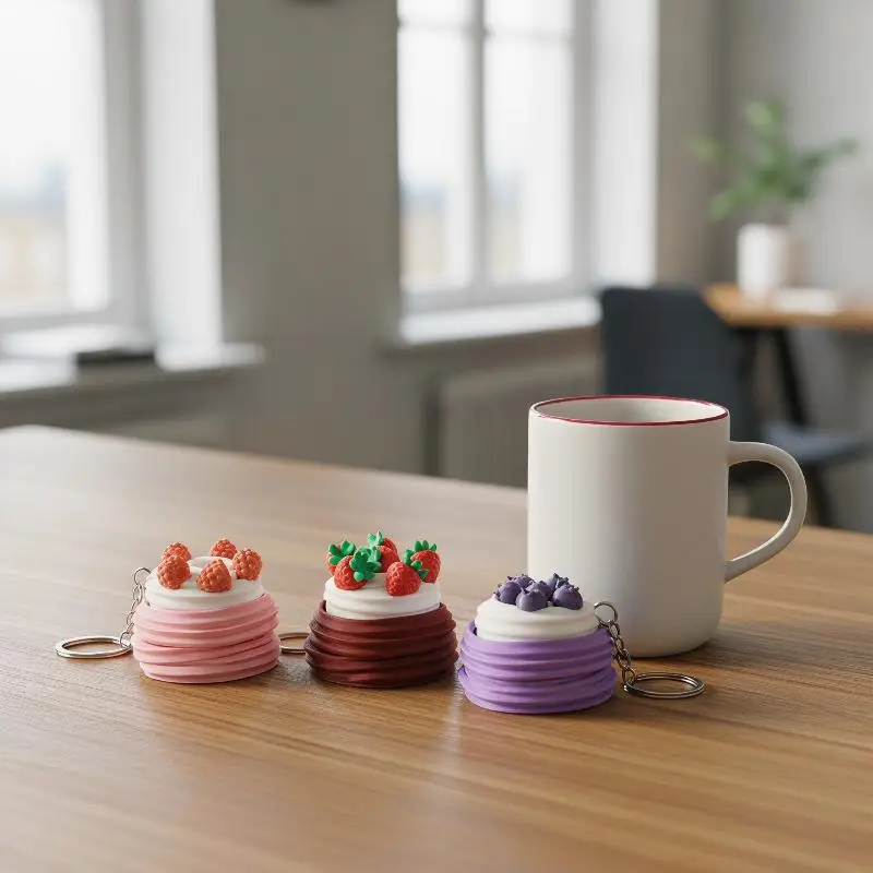 3D Printed Mini Cake Telescopic Sensory Toy Realistic Fruit Toppings Soft Texture Stress Relief For Kids Adults Home Office Pla
