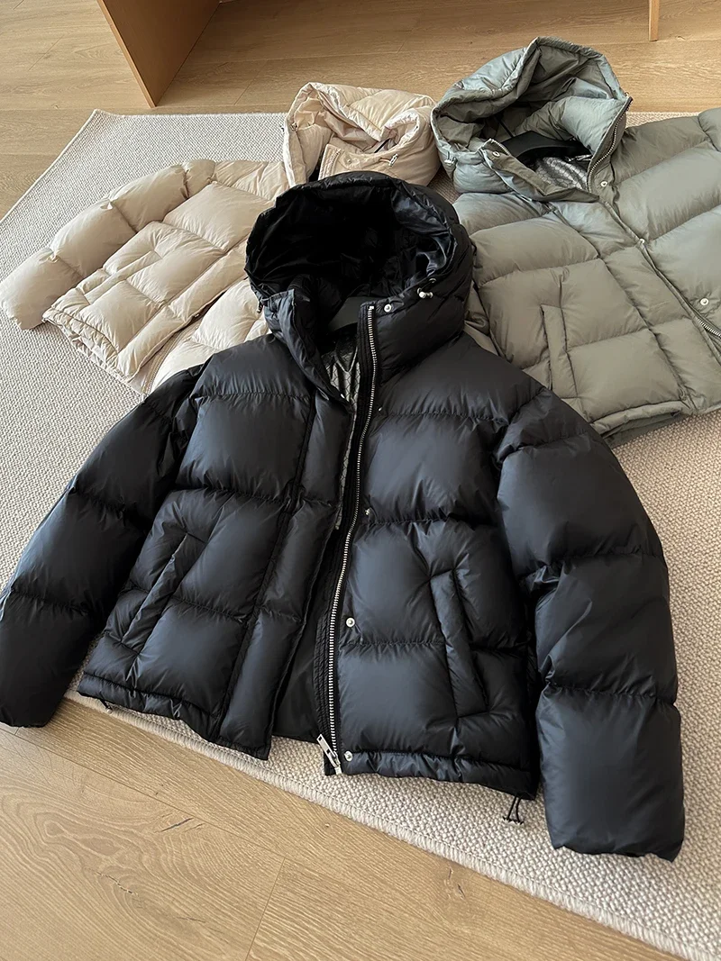 New Winter High End Women Down Coat Hooded Thickened 90% White Duck Down Coat Warm Fit Short Girls Parka Snow Wear Overcoat