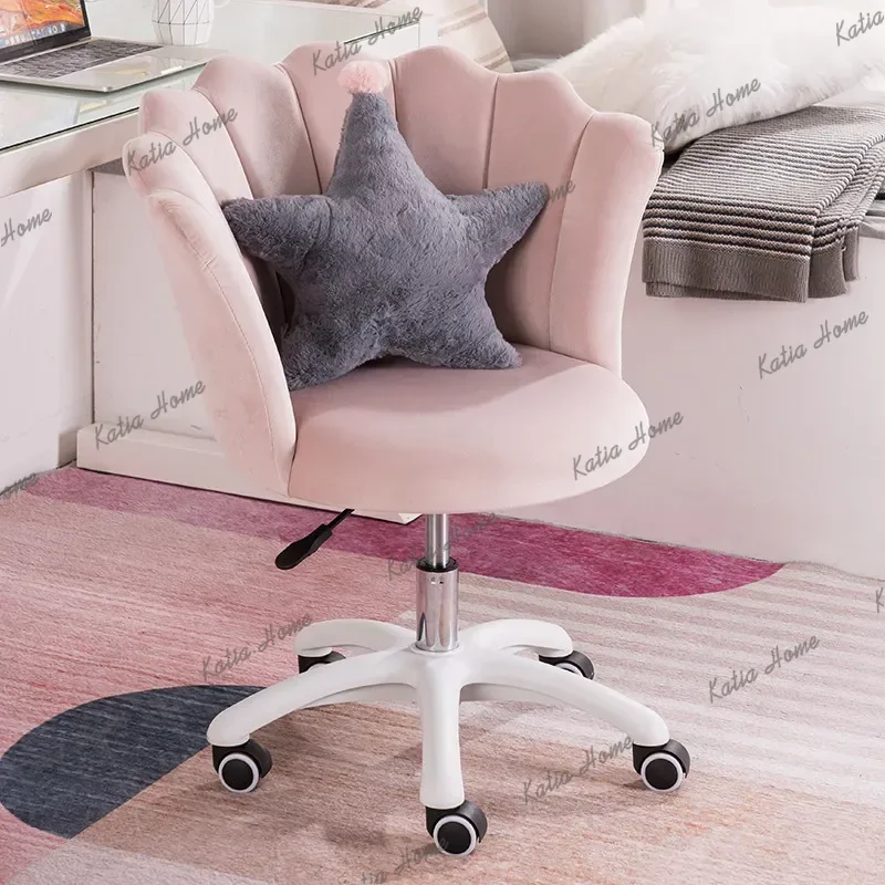 LSModern Fabric Swivel Office Chair Ergonomic Petal Computer Seating Minimalist Comfortable Home Study Room Desk Chair with Lumb