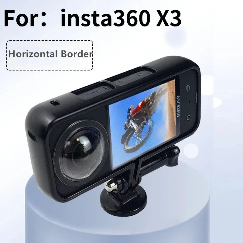 For Insta360 One X3 Panoramic Camera Protective Frame Helmet Chin Base Horizontal & Vertical Frame Side Open Mount Adapter