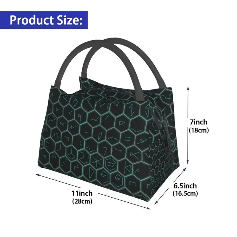 Bolso de mano aislado de la serie Ingress Glyph para mujer, impresión de gráficos 3D artísticos, enfriador reutilizable, fiambrera térmica para alimentos