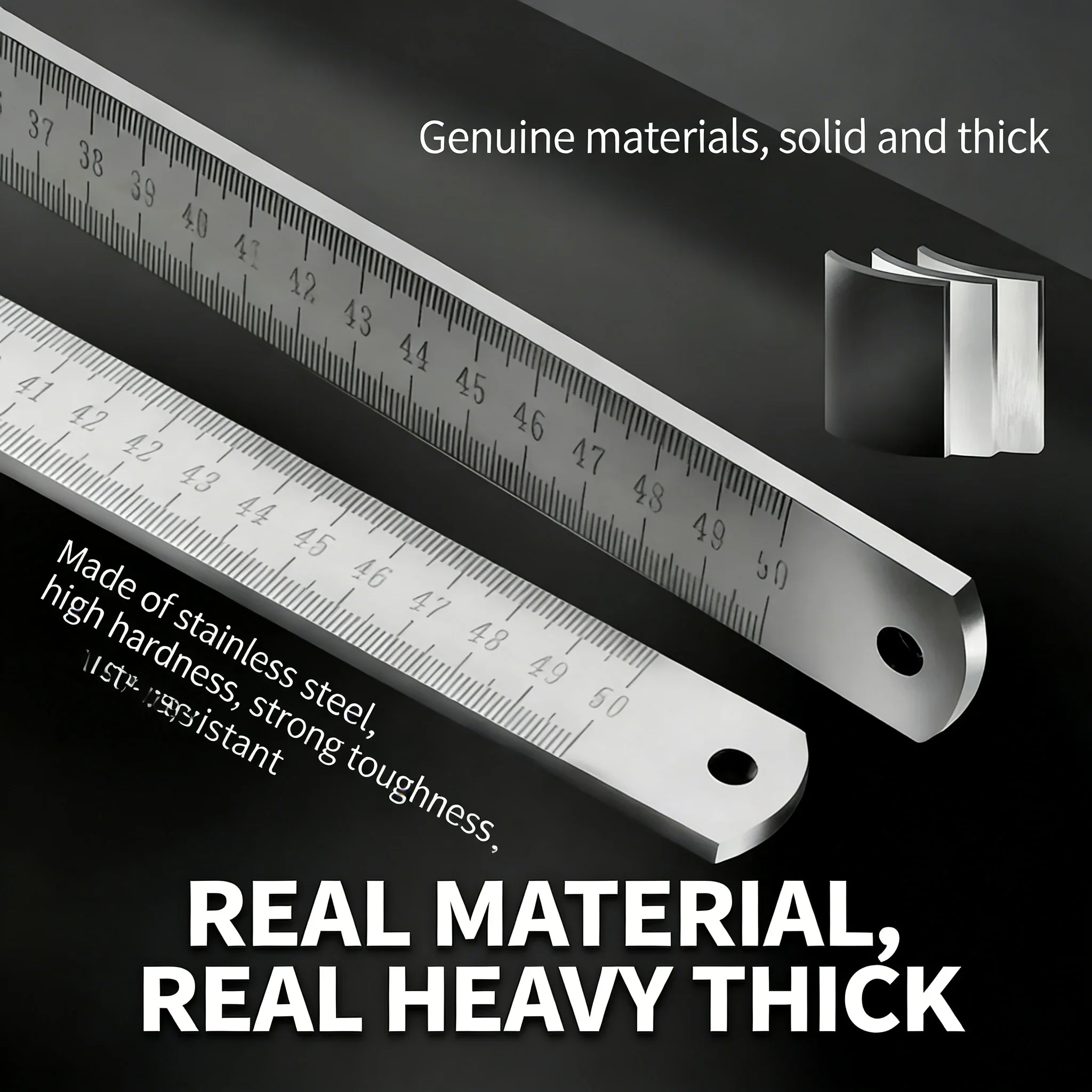5mm Thick Stainless Steel Ruler | Heavy-Duty Measuring Tool for Students & Car Safety | Ultra-Thick Steel Straight Edge