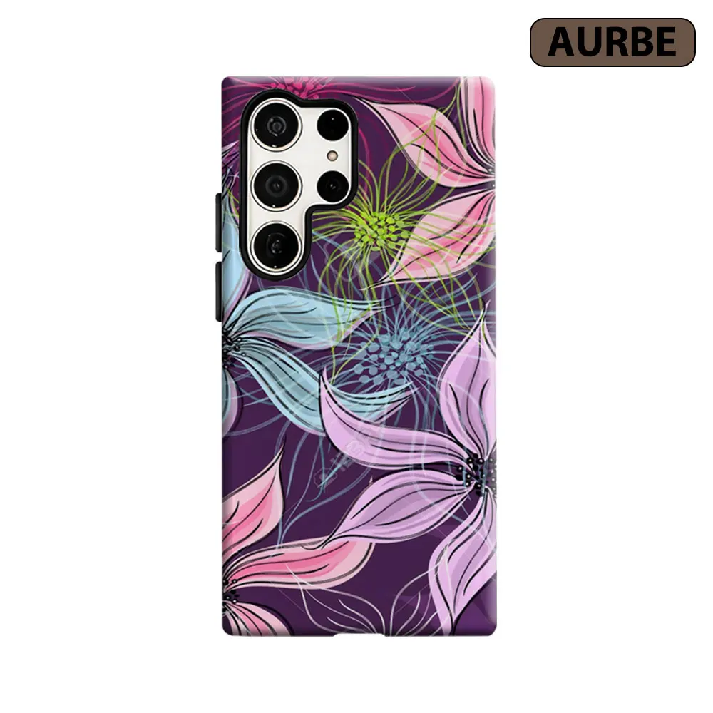 Aurbe Phone Case For Samsung Galaxy S26 S25 S24 S23 Ultra Plus HD Hard Vivid Blooms Double Layer Film Cover