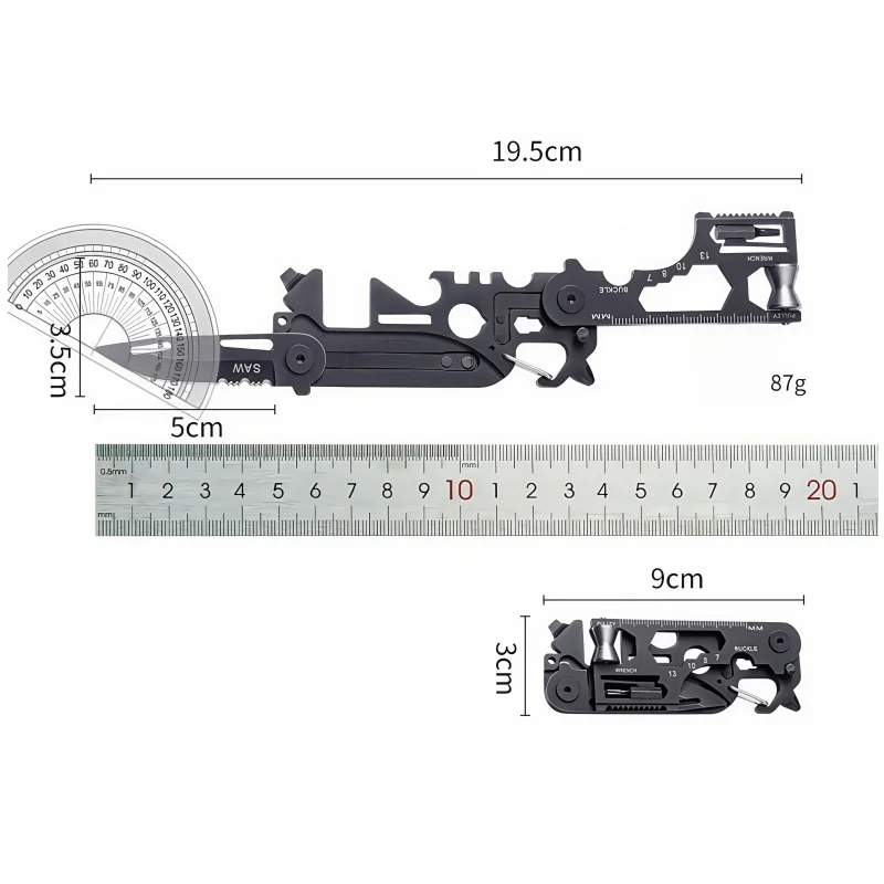أداة LP متعددة الوظائف EDC للتخييم في الهواء الطلق، مفتاح ربط محمول قابل للطي، محمول للاستخدام الخارجي متعدد الأغراض للدفاع عن النفس
