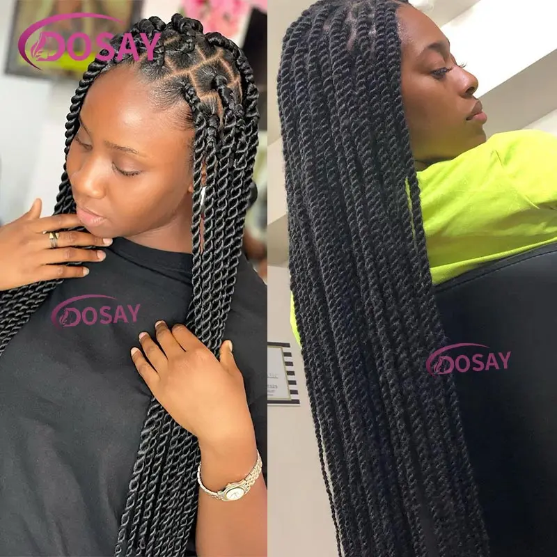 Parrucca sintetica Senegalese Twist Braid parrucche anteriori in pizzo pieno per donne nere scatola senza nodi treccia Faux Locs parrucca dea trecce parrucche