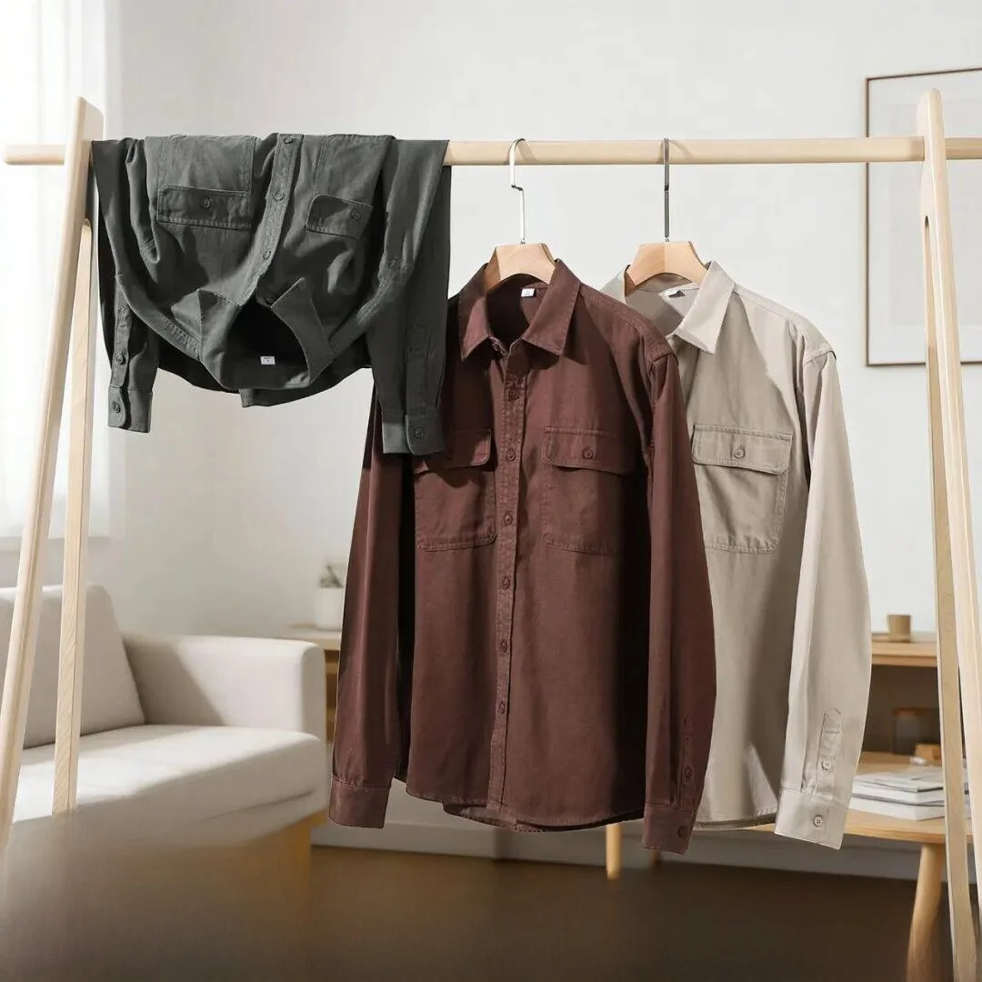 

Line! Lenzing Lyocell Cotton! Heavily Waed! Spring Summer Men's Breathable Faionable irt Casual Sle Long Sve