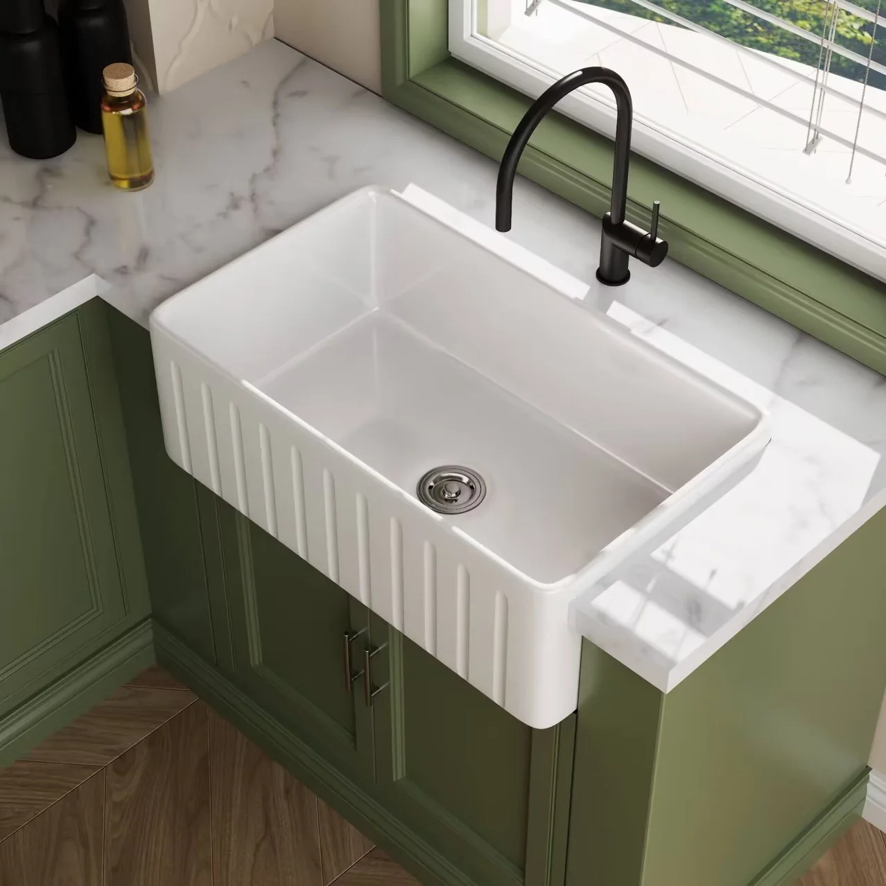 LH ceramic sink retro vegetable basin large single sink kitchen home embedded