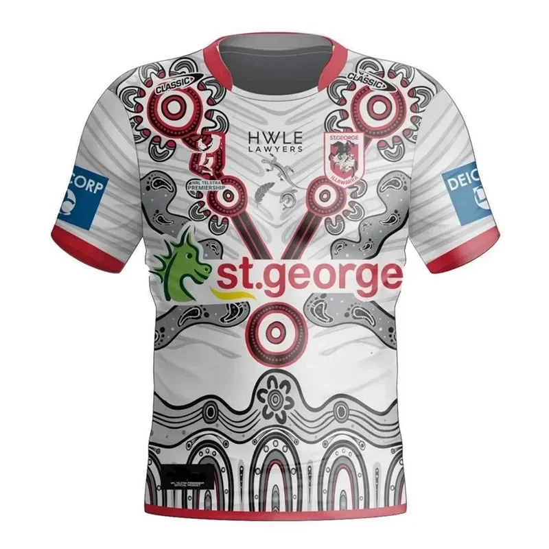 2024 ILLAWARRA DRAGONS HERREN INDIGENOUS RUGBY JERSEY 2024/25 Dragons HOME ANZAC HERITAGE JERSEY Größe S--5XL