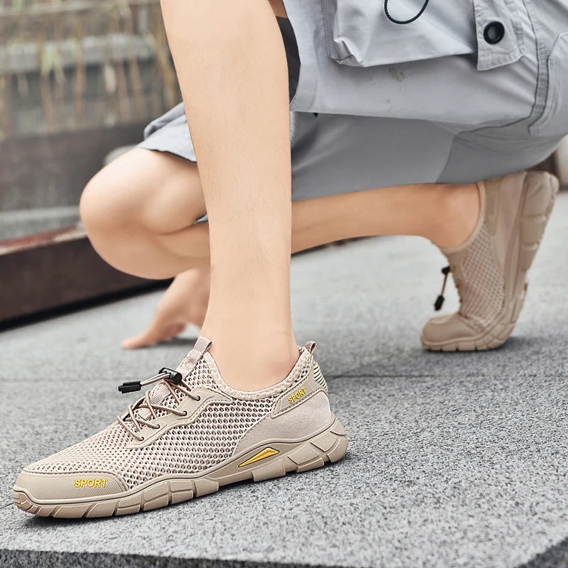 

Дышащая обувь с сеткой, повседневная уличная обувь, сандалии для пляжной обуви больших размеров, модные и универсальные.