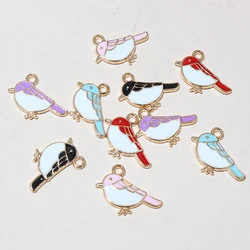 20pcs 15x19mm Random Colors Mix Enamel Bird Charms Pendant Alloy Metal DIY Jewelry Making for Bracelet Necklace