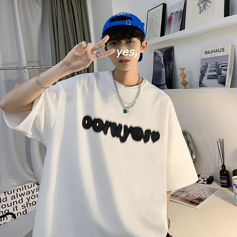 

Свободная футболка для подростков, удобная, с коротким рукавом, круглым вырезом, с принтом, модная повседневная летняя одежда