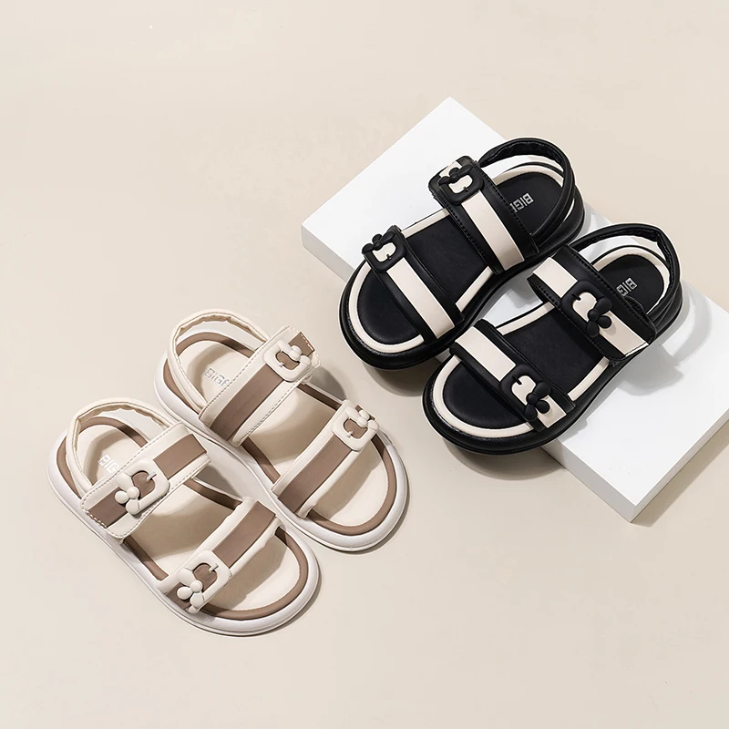 

Girls Casual Sandals Sweet Children Princess Shoes Simple Soft Bottom Kids Summer Beach Shoes Anti-slippery Size 23-36