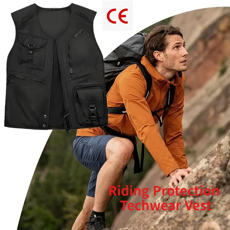 

Lightweight Breathable Motorcycle Vest, Multi Pocket Practical Wear for Outdoor Motorbike Riding Running Daily Sports Activities