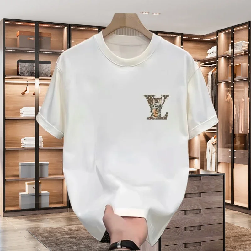 

Summer 2025 Men's European and American Pure Cotton Short-sleeved Loose Round-neck Men's and Women's Fashionable Casual T-shirts