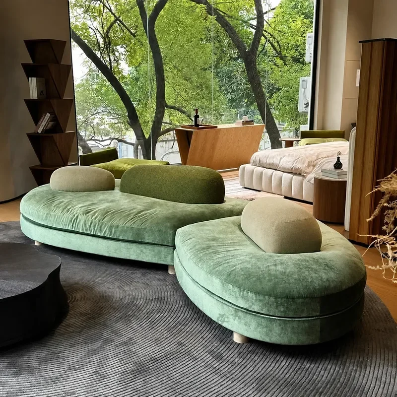 Italian Style Modular Sofa Set for Living Room 2025 New Cobblestone Design Fabric Couch for Small Apartment Love Seat