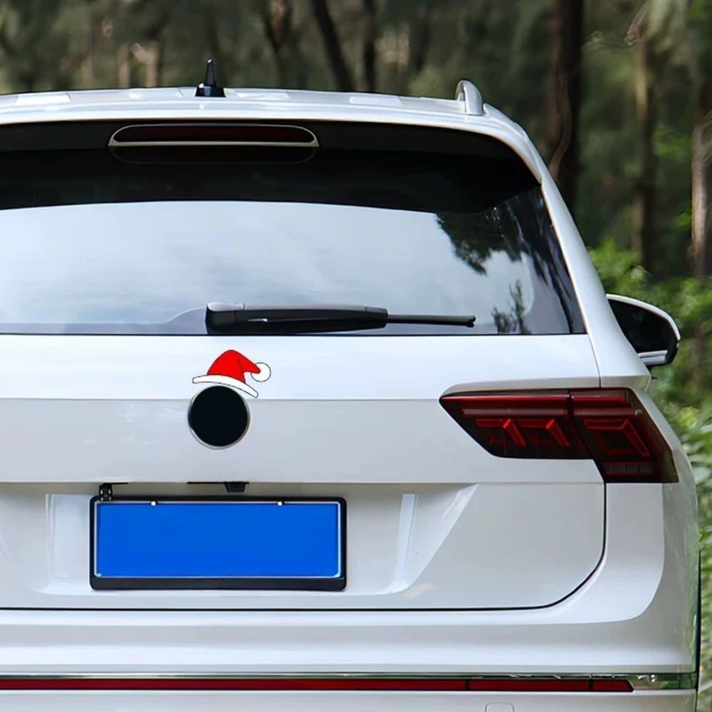 Christmas Decoration Santa Hat Sticker Waterproof Car Decal Waterproof UV Sunscreen Protection Easy Application