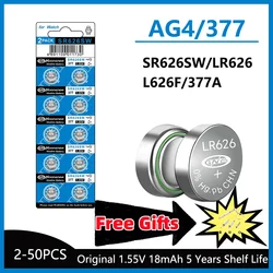 Batería alcalina SR626SW AG4 de alta capacidad, Pila de botón para reloj, LR626, 377A, V377, 5-50 piezas, 1,5 V, para Mini linterna de juguete