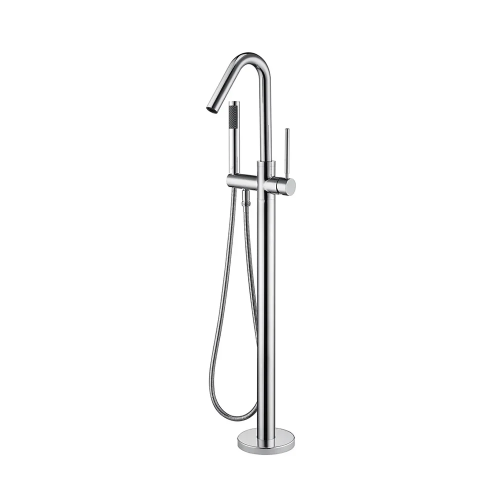 Fashion Brass Hot and Cold Mixed Multi Functional Bathroom Floor Shower Free Standing Bathtub Faucet