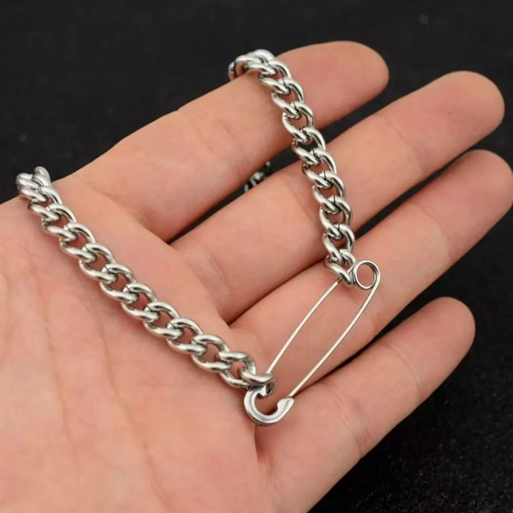 بسيطة الإبداعية دبوس قلادة الذهب الفضة الباردة الرياح دبوس الأمان قلادة سلسلة الترقوة الراقية تصميم قلادة قلادة الإناث #2