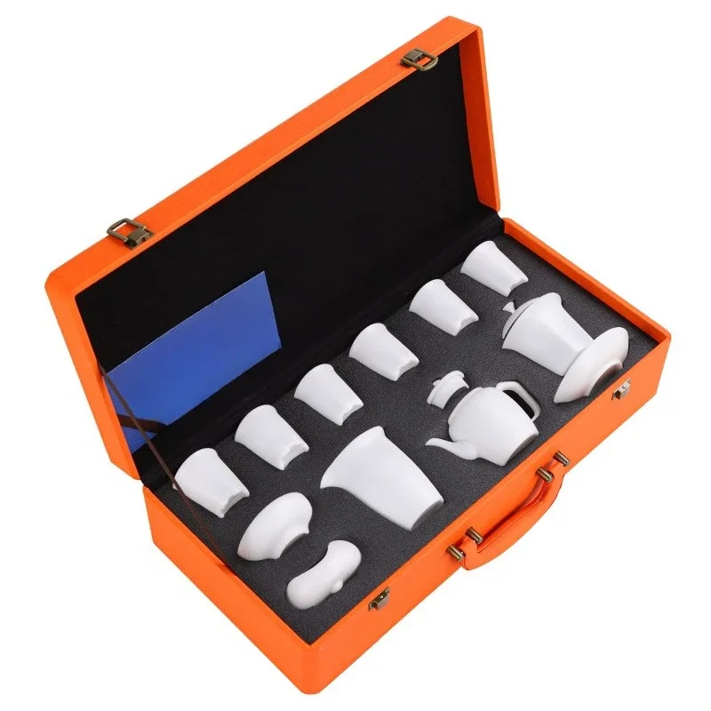 

Suet jade tea set, plain-fired ice and snow white kung fu tea set