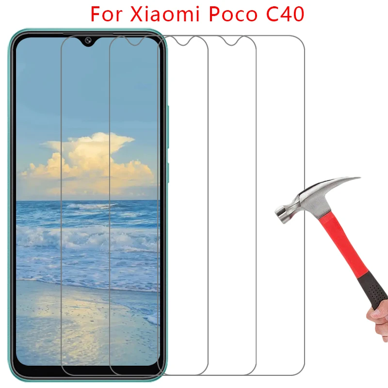 واقي شاشة من الزجاج المقسى لهاتف شاومي بوكو c40 على pococ40 c 40 40c فيلم الهاتف glas 9h xiomi xaomi xiami poc pco