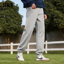 Semir Casual Pants Men 2023 Winter New Fashion Waffle Texture Drapey Plus Velvet Warm Leggings Trousers