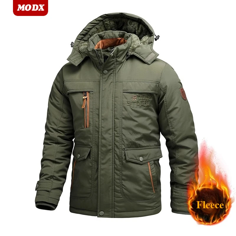 Men Winter Loose Warm Oversized Workwear Wear Resistant Windproof Plush Thick Tactical Jacket Outdoors Training Windbreaker