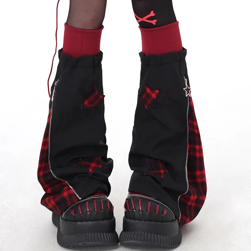

2025 Autumn Winter New Plaid Star Print Splicing Women's Socks Original Design Sweet Cool Versatile Hot Girl Leg Warmers Ladies