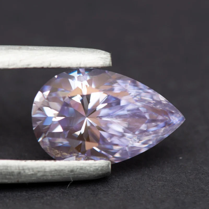 Moissanite Stone Pear Cut Light Purple Color  Charms Gemstone Advanced Shiny Jewelry Rings Earrings Making with Certificate