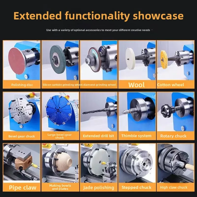 210 Multifunctional Lathe Micro Processing Machinery Small Industrial Household 220V Woodworking Metal Lathe