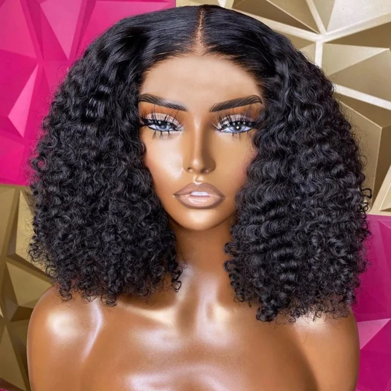 Cexxy 250% Short Curly Bob Wig Lace Frontal Human Hair Wigs Brazilian Water Wave Wig For Women Deep Wave Frontal Human Hair Wigs