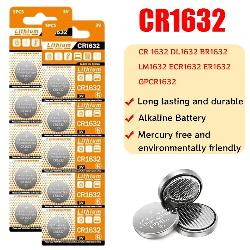 5-300PCS CR1632 3V Lithium Battery 125mAh CR 1632 DL1632 BR1632 LM1632 ECR1632 Coin Cells Batteries for Watch remote control Key