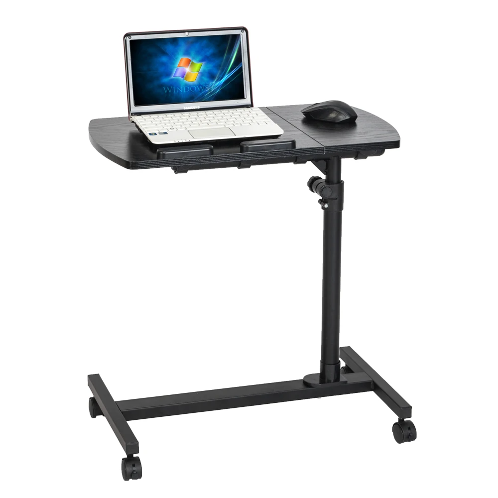 Four-Wheel Multifunctional Flat Surface Lifting Computer Desk Black